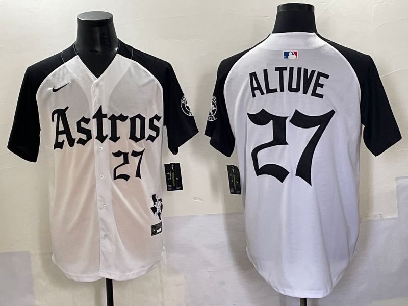 Men 2025 Houston Astros 27 Altuve White Black Five generations Joint Name Nike MLB Jersey style 6